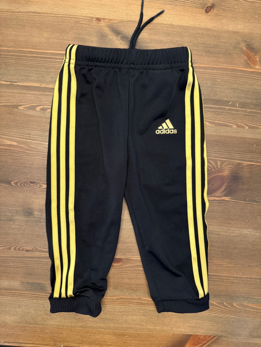 adidas Black Sweatpants with Gold Stripes (12M)